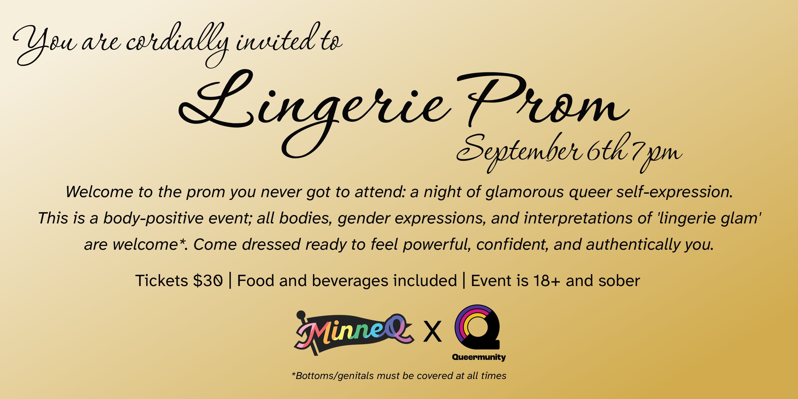 Invite flyer for lingerie prom event